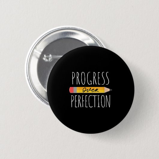 Womens Motivational Progress Over Perfection Back  Ronde Button 5,7 Cm (Voorkant /achterkant)
