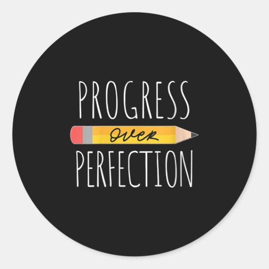 Womens Motivational Progress Over Perfection Back  Ronde Sticker (Voorkant)
