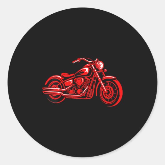 Women's Motorcycle Heart Biker Valentines Day Ride Ronde Sticker (Voorkant)