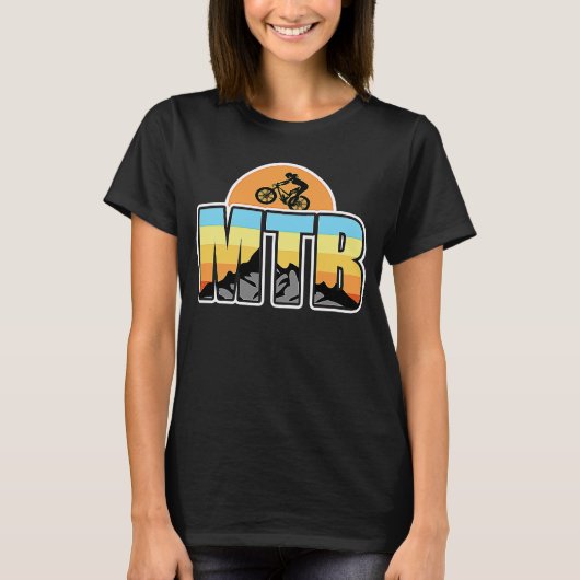 Womens Mountain Biking MTB Sunset T-shirt (Voorkant)
