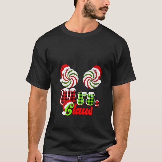 Womens Mrs Claus Couples Cute Peppermint Candy Can T-shirt (Voorkant)