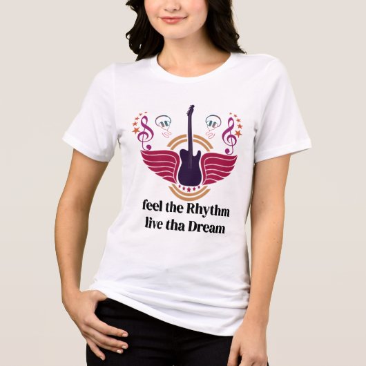 Women's Music Lover T-shirt - Feel the Rhythm Live (Voorkant)
