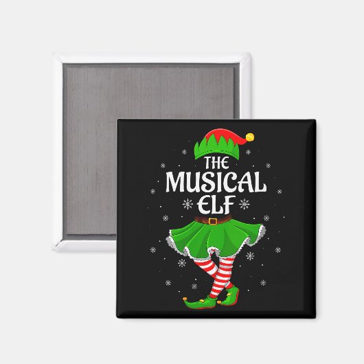 Womens Musical Elf Christmas Family Girls Women El Magneet (Voorkant / Achterkant)