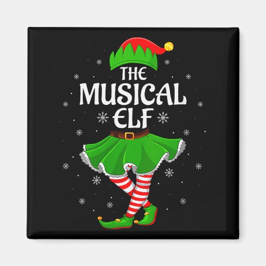 Womens Musical Elf Christmas Family Girls Women El Magneet (Voorkant)