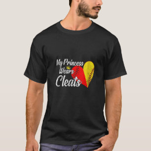 Womens My Princess draagt Cleats Softball Mam Base T-shirt
