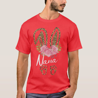 Womens Nana Bunny Ears Paasdag Cute Leopard Pri T-shirt