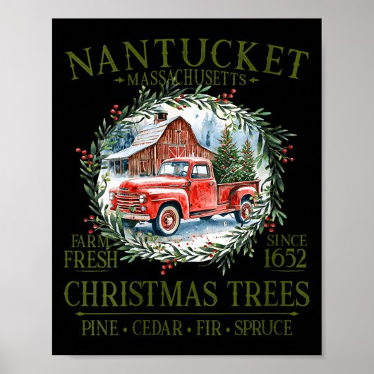 Womens Nantucket Ma Farm Fresh Christmas Trees Gre Poster (Voorkant)