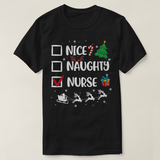 Womens Naughty Nice zure kerstman Funny Santa Ha T-shirt (Design voorkant)