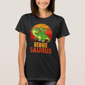Womens Nenniesaurus Rex Dinosaur Mothers Day Famil T-shirt