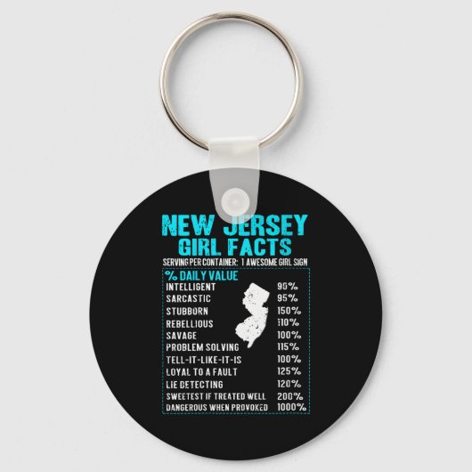 Womens New Jersey Girl Facts Funny Birthday Gift B Sleutelhanger (Voorkant)