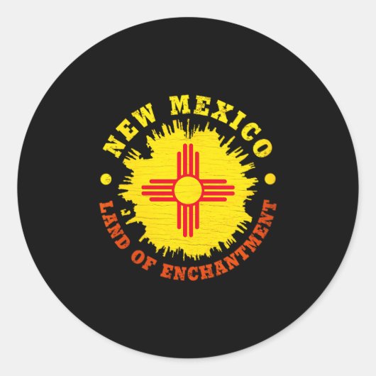 Womens New Mexico Enchantment State Flag V-neck Ronde Sticker (Voorkant)