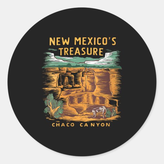 Womens New Mexico Treasure Chaco Canyon National P Ronde Sticker (Voorkant)