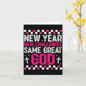 Womens New Year New Challenges Same Great God 2026 Kaart (Gele Bloem)