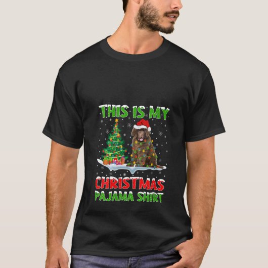 Womens Newfoundland Dog Xmas Tree Light This Is My T-shirt (Voorkant)