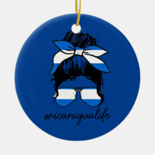 Womens Nicaragua Life Nicaragua Flag Pride Girl Keramisch Ornament