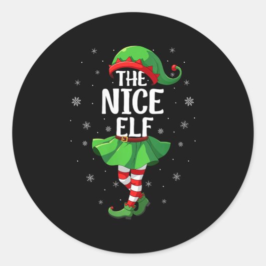 Womens Nice Elf Christmas Girls Women Elf Squad Xm Ronde Sticker (Voorkant)