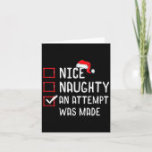 Womens Nice Naughty An Attempt Was Made Christmas  Kaart (Voorkant)