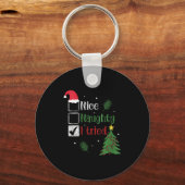 Womens Nice Naughty I Tried List Christmas V-neck  Sleutelhanger (Voorkant)