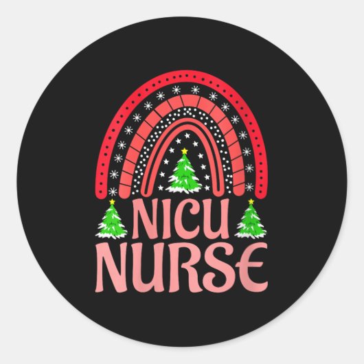Womens Nicu Nurse Christmas Crew Nurselife Nursing Ronde Sticker (Voorkant)
