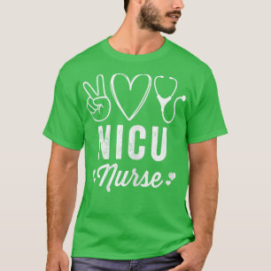 Womens NICU Nurse Cute Heart Stethoscoop N T-shirt