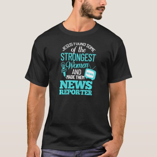 Womens Nieuws Reporter Microfoon Camera Interviews T-shirt (Voorkant)