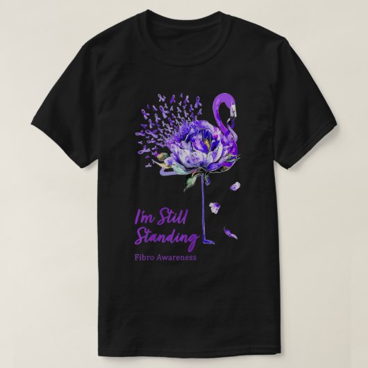 Womens Nn Flamingo Paars Ribbon Fibromyalgi T-shirt (Design voorkant)