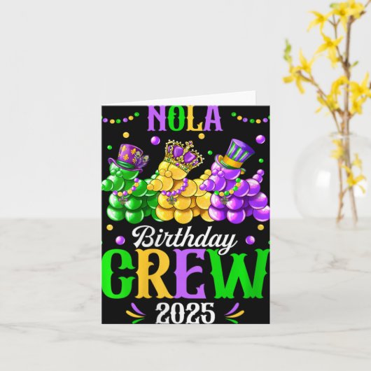 Womens Nola Birthday Crew 2025 New Orleans Mardi G Kaart (Gele Bloem)