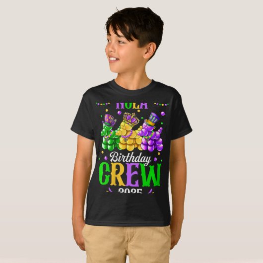 Womens Nola Birthday Crew 2025 New Orleans Mardi G T-shirt (Voorkant volledig)
