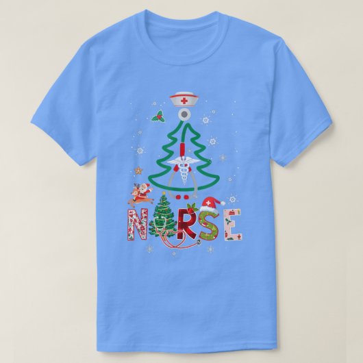 Womens Nurse kerstboom Stethoscoop RN LPN Xma T-shirt (Design voorkant)