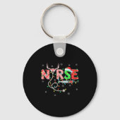 Womens Nursing Stethoscope Reindeer Nurse Hat Funn Sleutelhanger (Voorkant)