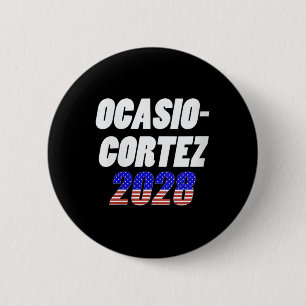 Womens Ocasio-Cortez 2028 - AOC voor President V-N Ronde Button 5,7 Cm