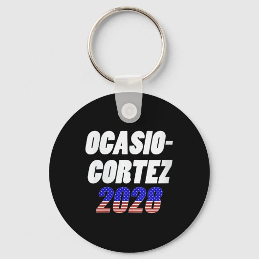 Womens Ocasio-Cortez 2028 - AOC voor President V-N Sleutelhanger (Voorkant)