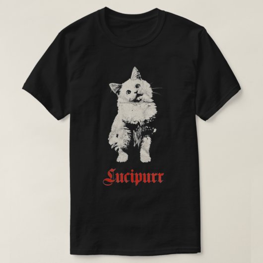 Womens Occult Lucipurr Gothic Lucifer Satan Cat De T-shirt (Design voorkant)