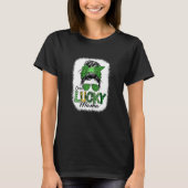 Womens One Lucky Mama Cute Messy Bun St Patricks D T-shirt (Voorkant)
