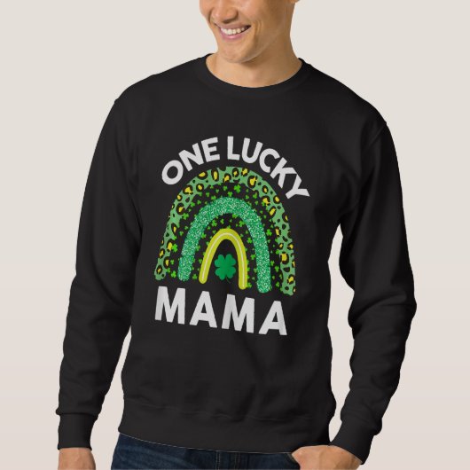 Womens One Lucky Mama Leopard Rainbow Funny St Pa Trui (Voorkant)
