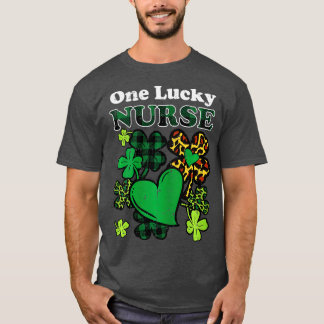 Womens One Lucky Neopard Scrub St Patricks D T-shirt