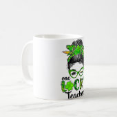 Womens One Lucky Teacher Funny St Patricks Day Mes Koffiemok (Voorkant links)