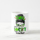 Womens One Lucky Teacher Funny St Patricks Day Mes Koffiemok (Center)