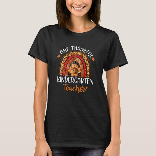 Womens One Thankful Kindergarten Teacher Thanksgiv T-shirt (Voorkant)