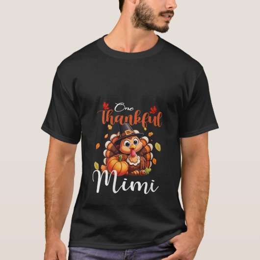 Womens One Thankful Mimi Pumpkin Fall Autumn Thank T-shirt (Voorkant)