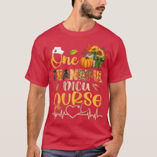 Womens One Thankful NICU Nurse Pumpkin Stethoscope T-shirt