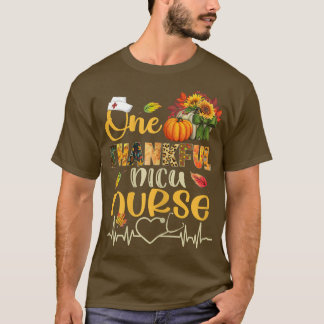 Womens One Thankful NICU Nurse Pumpkin Stethoscope T-shirt