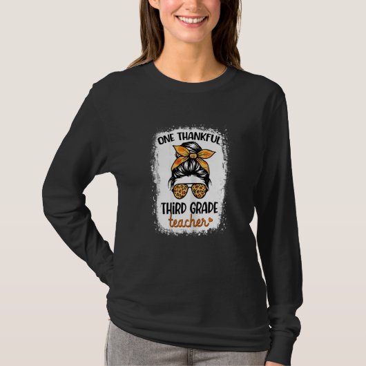 Womens One Thankful Third Grade Teacher Happy Fall T-shirt (Voorkant)