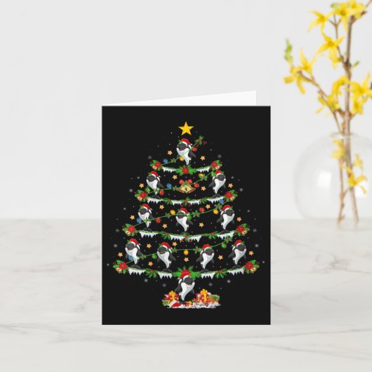 Womens Orca Christmas Tree Lights Funny Sea Animal Kaart (Gele Bloem)