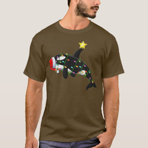 Womens Orca Fish Lighting Xmas Tree Matching Orca T-shirt