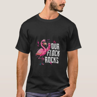 Womens Our Flock Rocks Pink Flamingo Matching Fami T-shirt