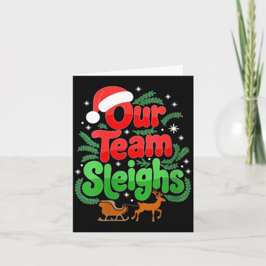 Womens Our Team Sleighs Christmas Reindeers Santa' Kaart (Voorkant)