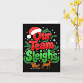 Womens Our Team Sleighs Christmas Reindeers Santa' Kaart (Gele Bloem)