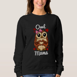 Womens Owl Mama Finger Heart Owl Animal met Ribbo Trui