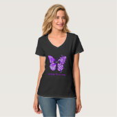 Womens Paarse Butterfly Faith Epilepsy Bewustmakin T-shirt (Voorkant volledig)